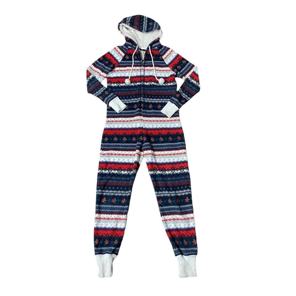 Abercrombie & Fitch Christmas One Piece Fair Isle Hooded Jumpsuit